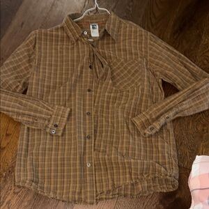 The North Face Men's Tan Plaid Button Down Shirt